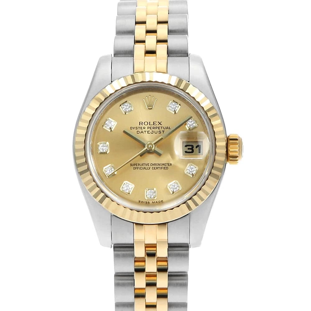 ROLEX DATEJUST DIAMOND CHAMPAGNE WATCH: ROLEx Datejust Diamond Champagne Watch Brand: ROLEx Type/Style: Wrist watch Material: Band Material Stainless Steel/Yellow Gold, Case Material Stainless Steel/Yellow Gold Color: Dial Color Champagne G