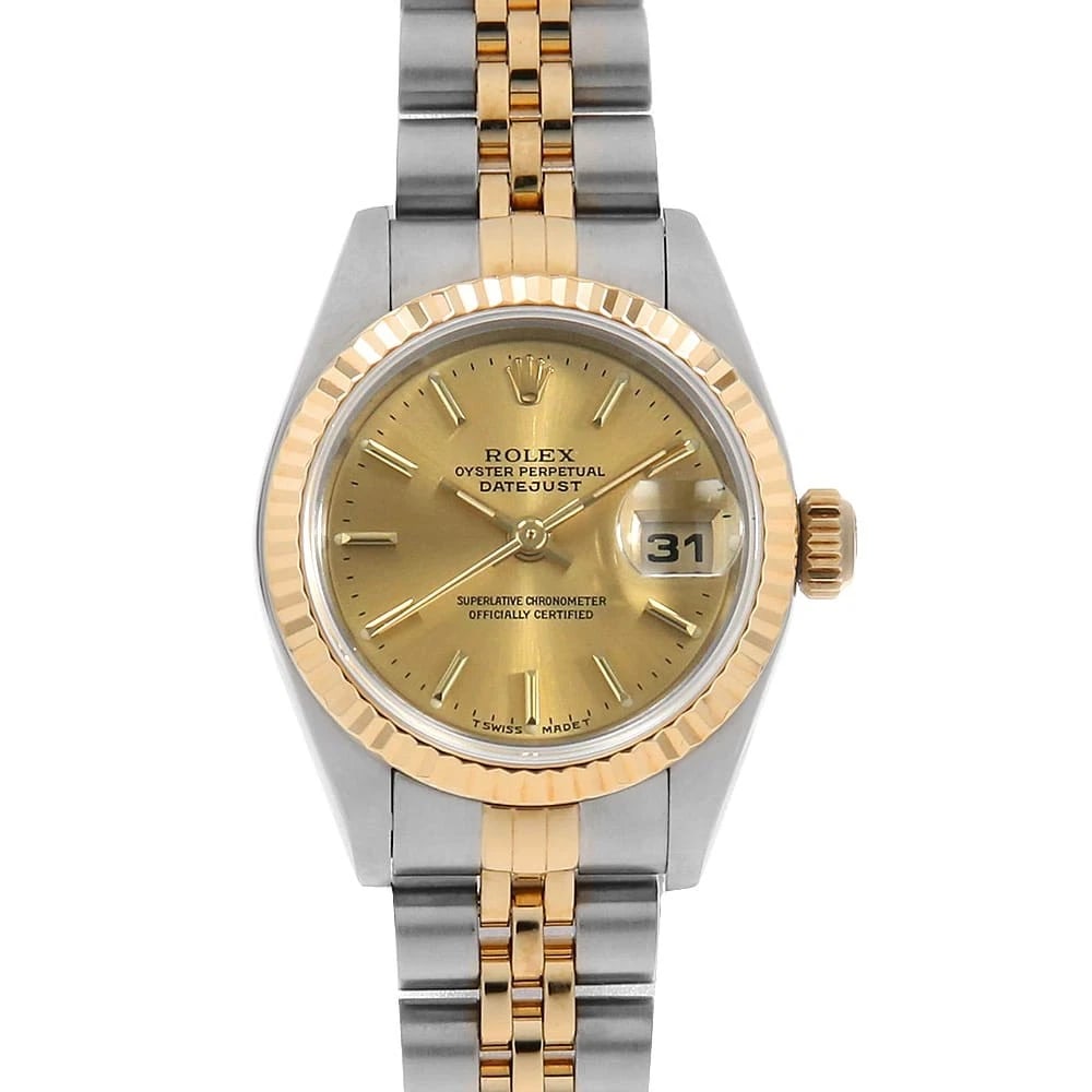 ROLEX DATEJUST CHAMPAGNE WATCH: ROLEx Datejust Champagne Watch Brand: ROLEx Type/Style: Wrist watch Material: Band Material Stainless Steel/Yellow Gold, Case Material Stainless Steel/Yellow Gold Color: Dial Color Champagne Gold Size