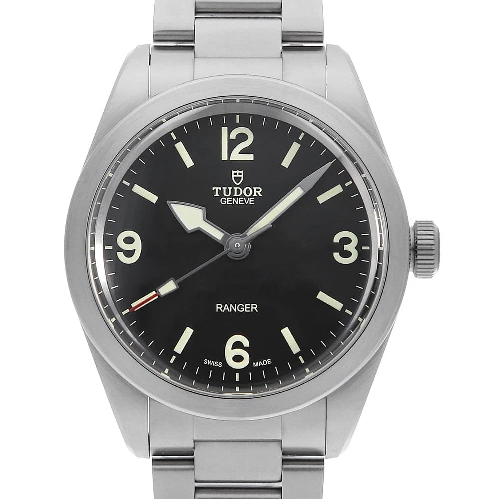 TUDOR RANGER STAINLESS STEEL WATCH: TUDOR Ranger Stainless Steel Watch Brand: TUDOR Type/Style: Wrist watch Material: Band Material Stainless Steel, Case Material Stainless Steel Color: Dial Color Black Size: Case:WCircumference of