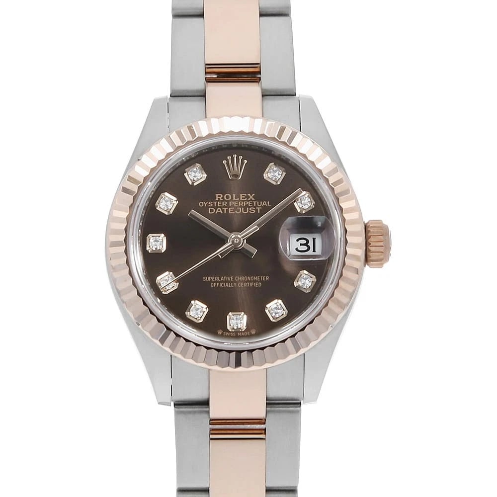 ROLEX DATEJUST DIAMOND CHOCOLATE BROWN WATCH: ROLEx Datejust Diamond Chocolate brown Watch Brand: ROLEx Type/Style: Wrist watch Material: Band Material Stainless Steel/Everose Gold, Case Material Stainless Steel/Everose Gold Color: Dial Color Cho