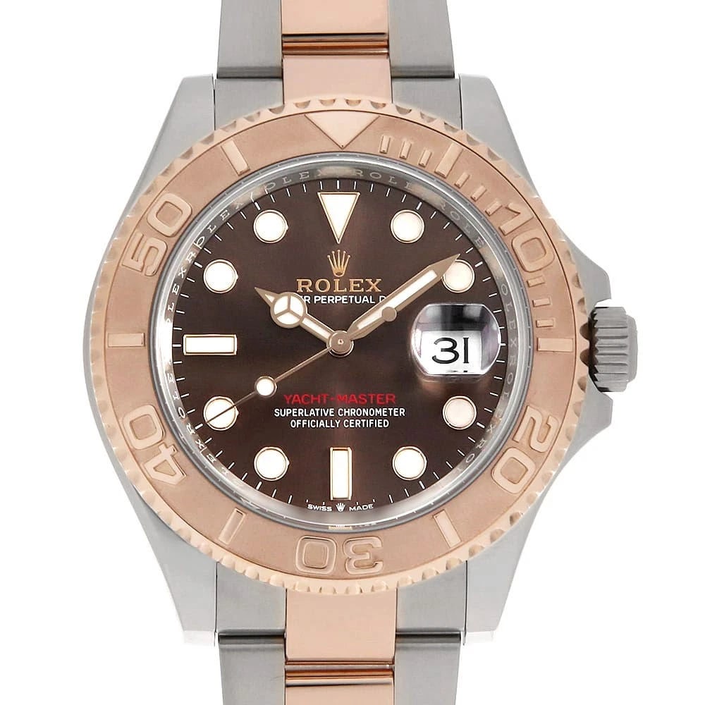 ROLEX YACHT MASTER CHOCOLATE BROWN WATCH: ROLEx Yacht master Chocolate brown Watch Brand: ROLEx Type/Style: Wrist watch Material: Band Material Stainless Steel/Everose Gold, Case Material Stainless Steel/Everose Gold Color: Dial Color