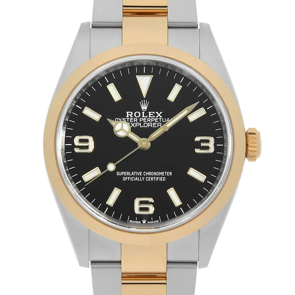 ROLEX EXPLORER BLACK STAINLESS STEEL WATCH: ROLEx Explorer black Stainless Steel Watch Brand: ROLEx Type/Style: Wrist watch Material: Band Material Stainless Steel/Yellow Gold, Case Material Stainless Steel/Yellow Gold Color: Dial Color Black S