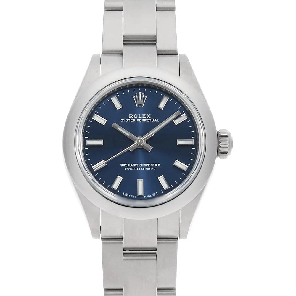ROLEX OYSTER PERPETUAL BLUE STAINLESS STEEL WATCH: ROLEx oyster perpetual blue Stainless Steel Watch Brand: ROLEx Type/Style: Wrist watch Material: Band Material Stainless Steel, Case Material Stainless Steel Color: Dial Color Blue Size: Case:W28mm Ci