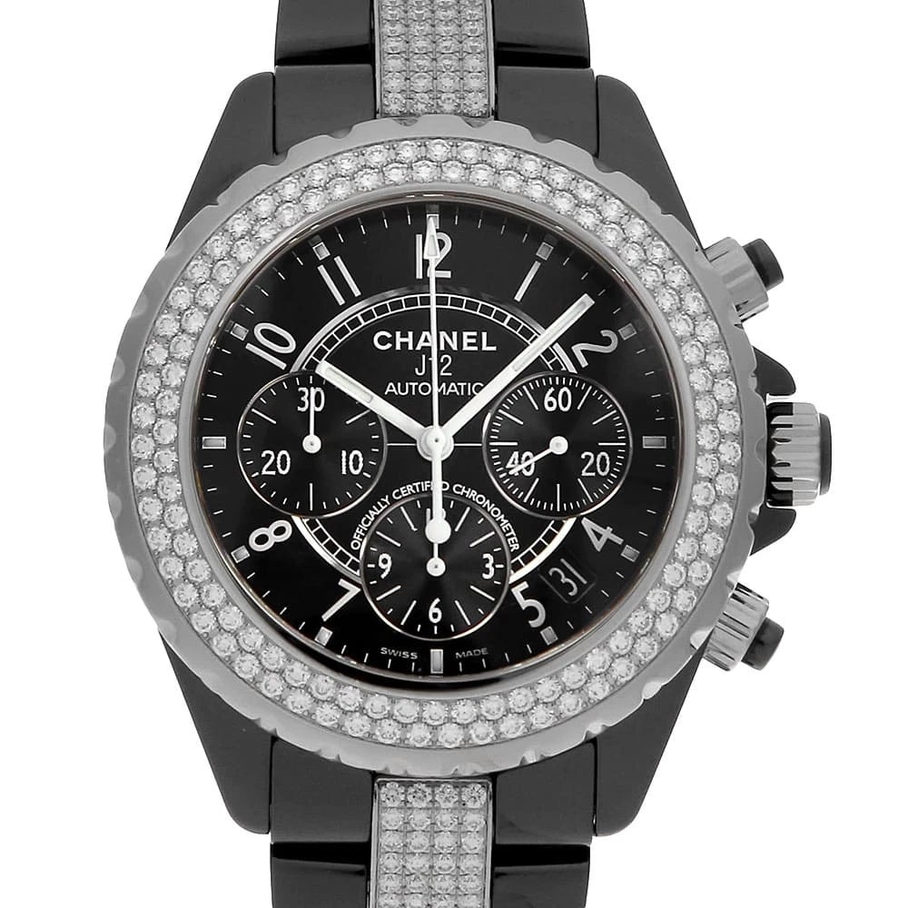 CHANEL J12 CHRONOGRAPH WATCH: CHANEL J12 Chronograph Watch Brand: CHANEL Type/Style: Wrist watch Material: Band Material Ceramic, Case Material Ceramic Color: Dial Color Black Size: Case:W41mm Circumference of Wrist:18cm Acces