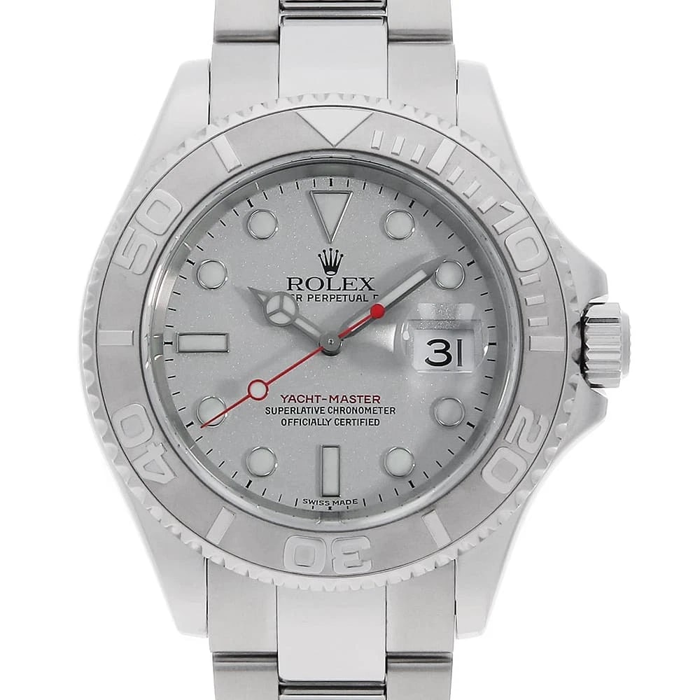 ROLEX YACHT MASTER SILVER STAINLESS STEEL WATCH: ROLEx Yacht master Silver Stainless Steel Watch Brand: ROLEx Type/Style: Wrist watch Material: Band Material Stainless Steel, Case Material Stainless Steel/Platinum Color: Dial Color Silver Size: Case