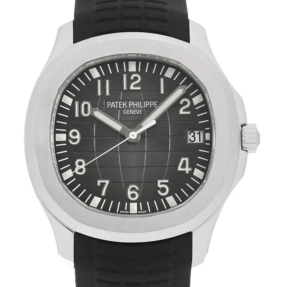 PATEK PHILIPPE AQUANAUT STAINLESS STEEL WATCH: PATEK PHILIPPE Aquanaut Stainless Steel Watch Brand: PATEK PHILIPPE Type/Style: Wrist watch Material: Band Material rubber, Case Material Stainless Steel Color: Dial Color Black Size: Case:W40.8mm Cir