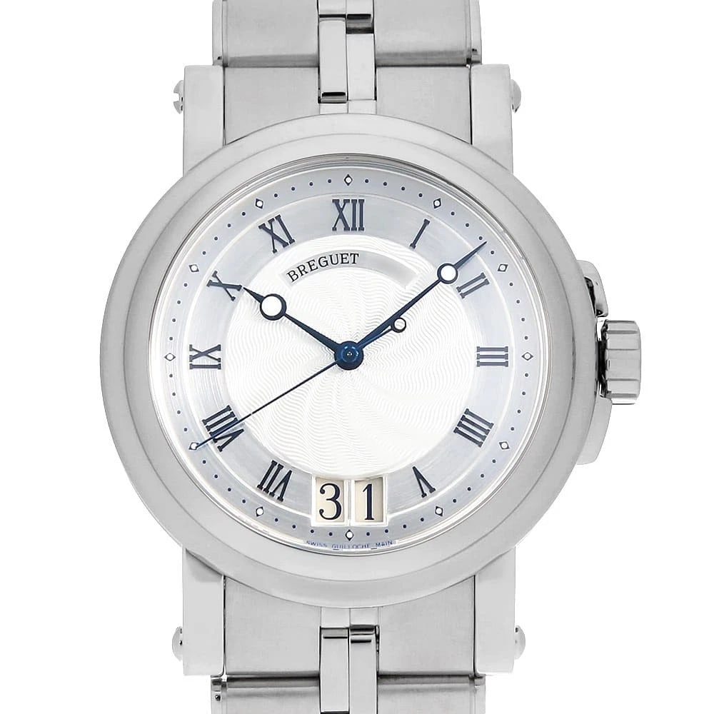 BREGUET MARINE DATE WATCH: Breguet Marine date Watch Brand: Breguet Type/Style: Wrist watch Material: Band Material Stainless Steel, Case Material Stainless Steel Color: Dial Color Silver Size: Case:WCircumference of