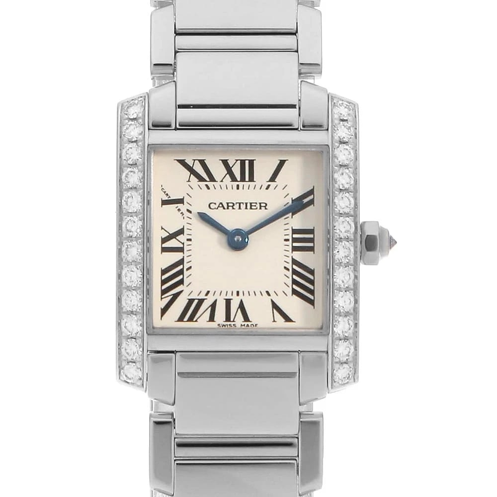 CARTIER TANK FRANCAISE DIAMOND WATCH: Cartier Tank Francaise Diamond Watch Brand: Cartier Type/Style: Wrist watch Material: Band Material White Gold, Case Material White Gold Color: Dial Color Ivory Size: Case:W25.1mm x H20.3mm Circumfere