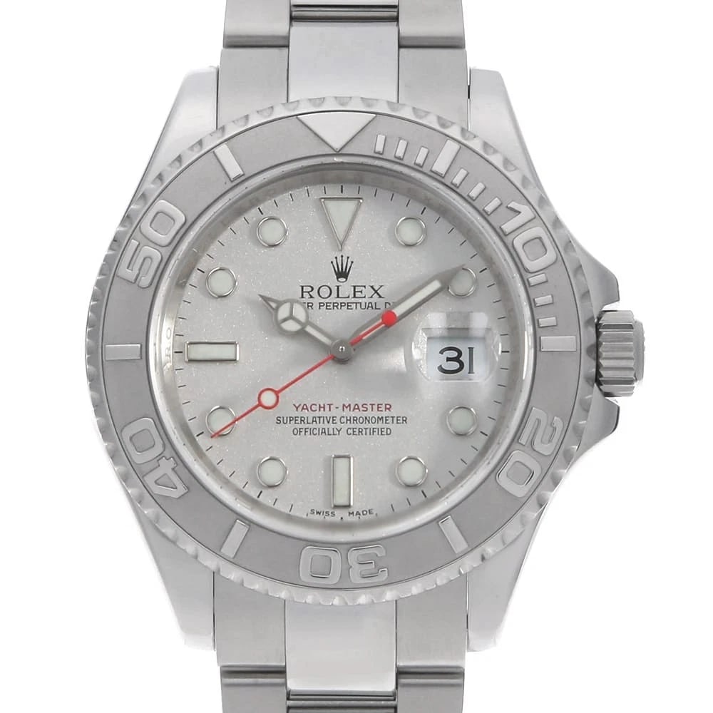 ROLEX YACHT MASTER SILVER STAINLESS STEEL WATCH: ROLEx Yacht master Silver Stainless Steel Watch Brand: ROLEx Type/Style: Wrist watch Material: Band Material Stainless Steel, Case Material Stainless Steel/Platinum Color: Dial Color Silver Size: Case