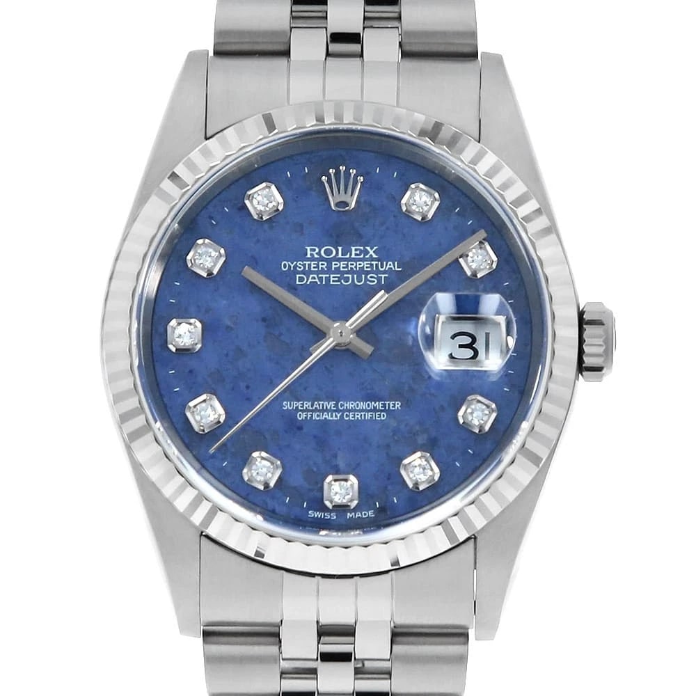 ROLEX DATEJUST DIAMOND SODA SODALITE WATCH: ROLEx Datejust Diamond SODA Sodalite Watch Brand: ROLEx Type/Style: Wrist watch Material: Band Material Stainless Steel, Case Material Stainless Steel/White gold Color: Dial Color Sodalite Size:
