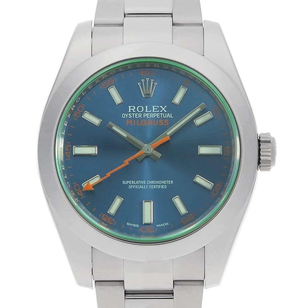 ROLEX MILGAUSS Z BLUE STAINLESS STEEL WATCH: ROLEx Milgauss Z Blue Stainless Steel Watch Brand: ROLEx Type/Style: Wrist watch Material: Band Material Stainless Steel, Case Material Stainless Steel Color: Dial Color Blue Size: