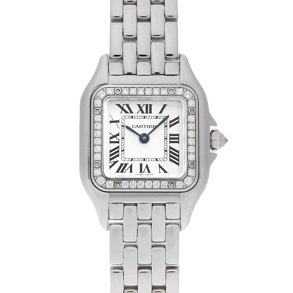 CARTIER PANTHERE WHITE GOLD WATCH: Cartier PANTHERE White Gold Watch Brand: Cartier Type/Style: Wrist watch Material: Band Material White Gold, Case Material White Gold Color: Dial Color Silver Size: Case:W22mm Circumference of