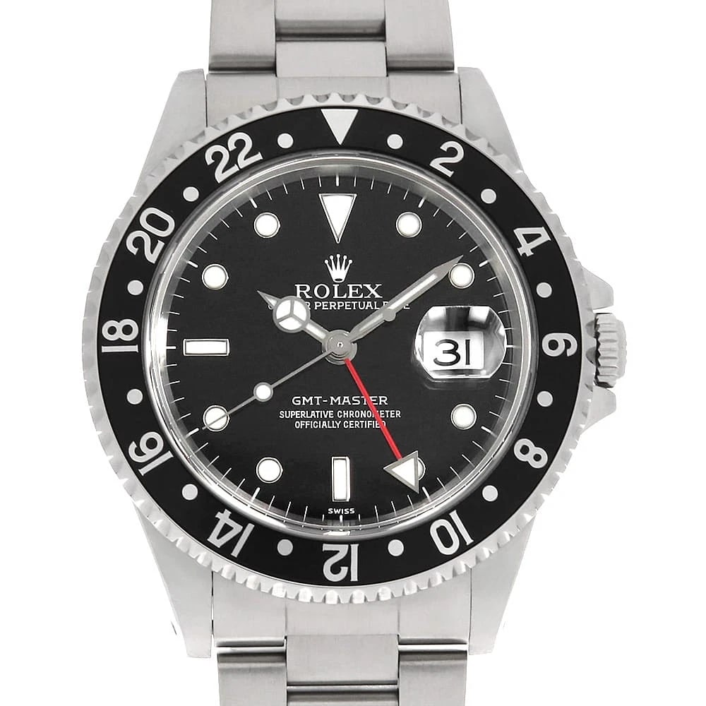 ROLEX GMT MASTER BLACK BEZEL WATCH: ROLEx GMT Master Black Bezel Watch Brand: ROLEx Type/Style: Wrist watch Material: Band Material Stainless Steel, Case Material Stainless Steel Color: Dial Color Black Size: Case:WCircumference of