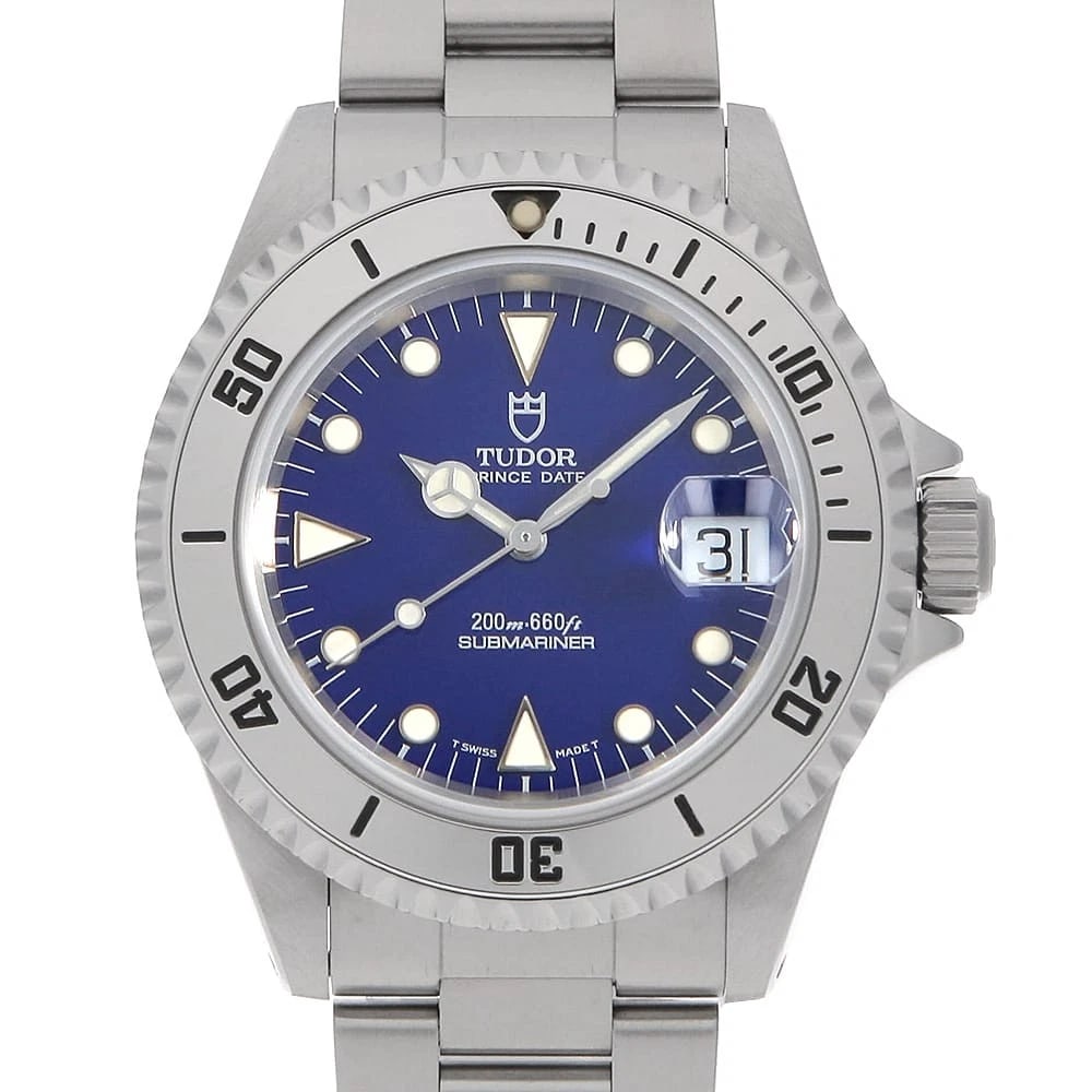 TUDOR SUBMARINER STAINLESS STEEL WATCH: TUDOR SUBMARINER Stainless Steel Watch Brand: TUDOR Type/Style: Wrist watch Material: Band Material Stainless Steel, Case Material Stainless Steel Color: Dial Color Blue Size: Case:WCircumference of W