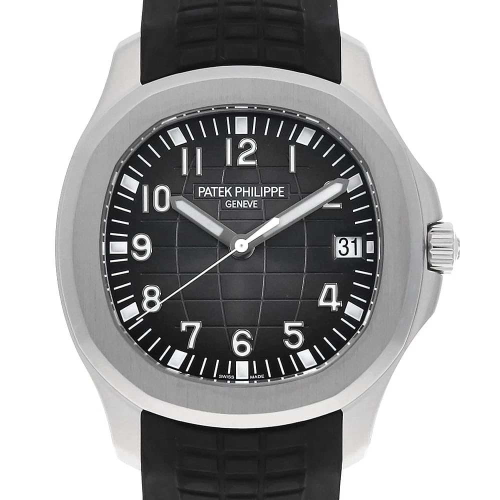 PATEK PHILIPPE AQUANAUT STAINLESS STEEL WATCH: PATEK PHILIPPE Aquanaut Stainless Steel Watch Brand: PATEK PHILIPPE Type/Style: Wrist watch Material: Band Material rubber, Case Material Stainless Steel Color: Dial Color Black Size: Case:W40.8mm Cir