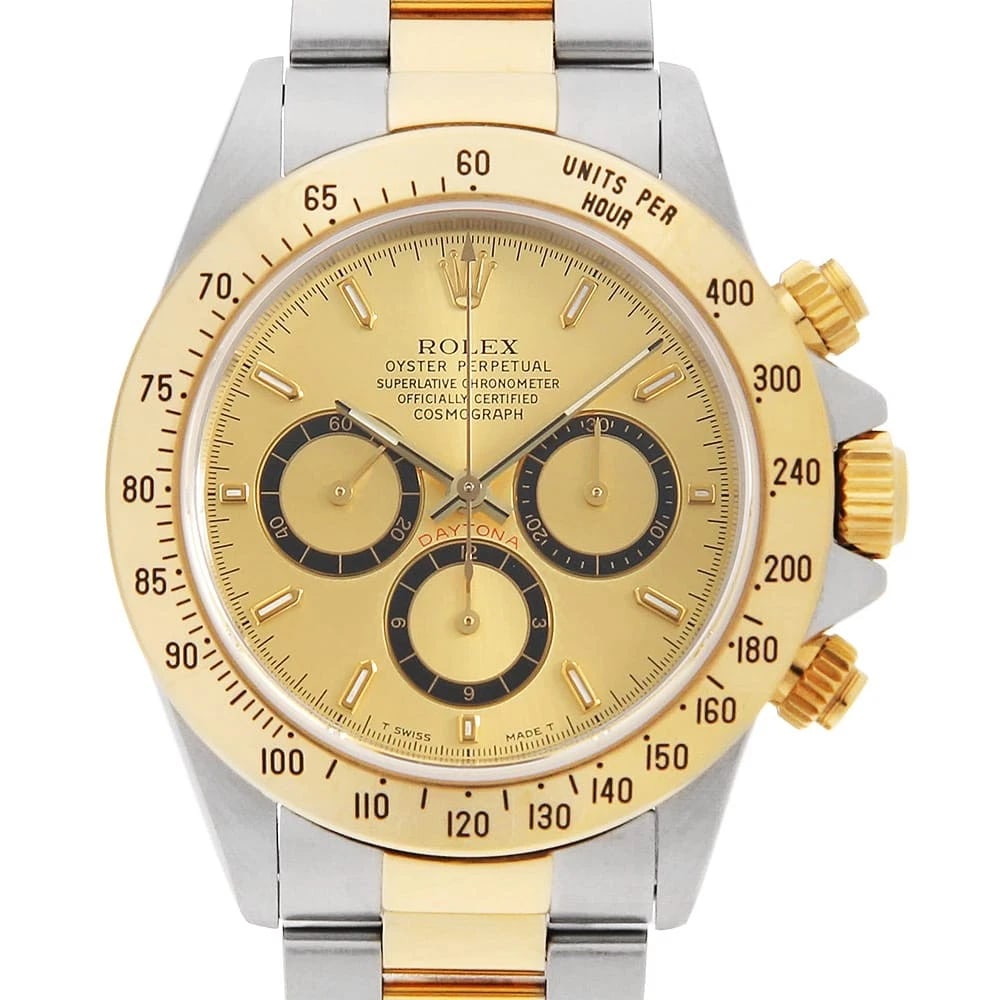 ROLEX COSMOGRAPH DAYTONA CHAMPAGNE WATCH: ROLEx Cosmograph Daytona Champagne Watch Brand: ROLEx Type/Style: Wrist watch Material: Band Material Stainless Steel/Yellow Gold, Case Material Stainless Steel/Yellow Gold Color: Dial Color Champagne