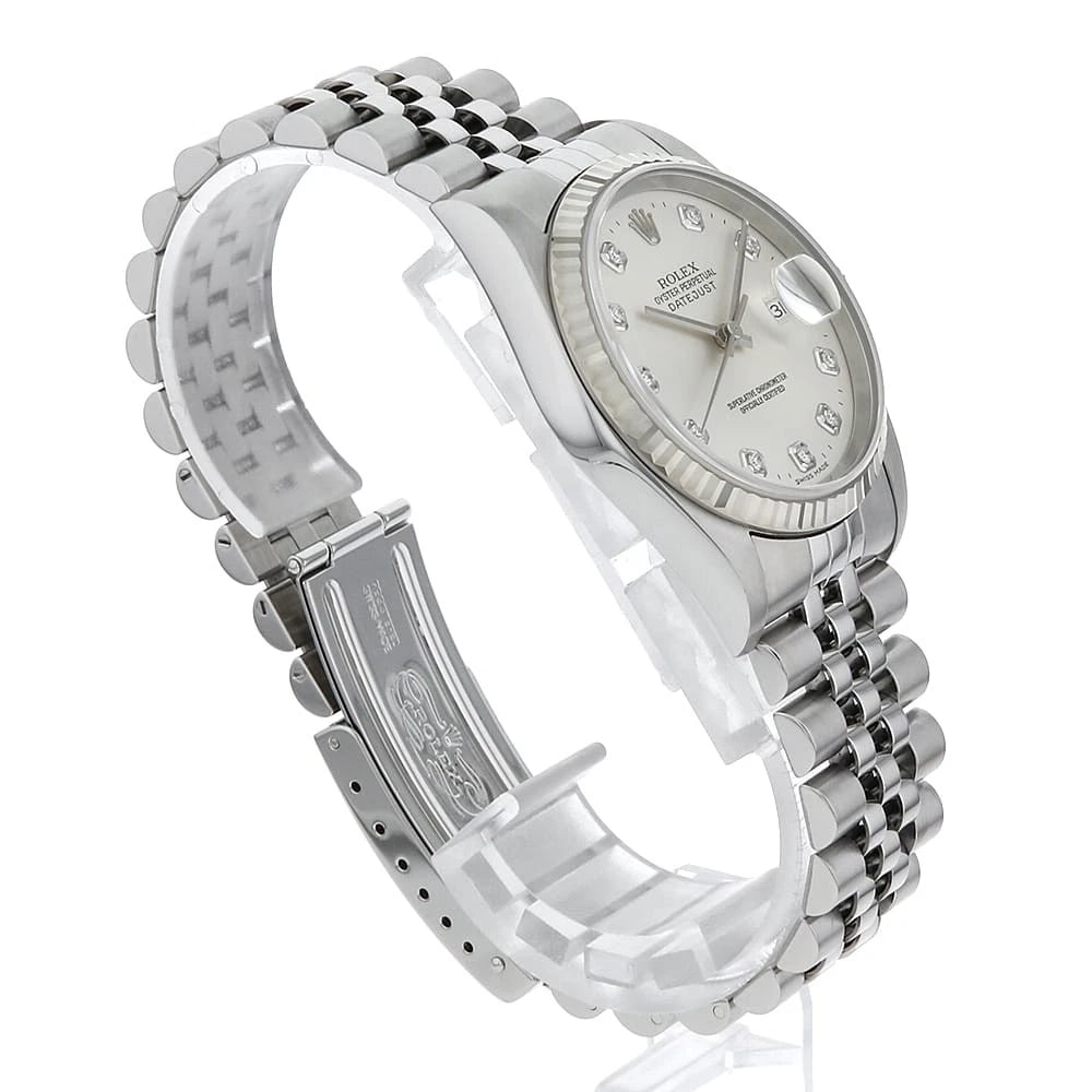 ROLEX DATEJUST DIAMOND SILVER WATCH - 3