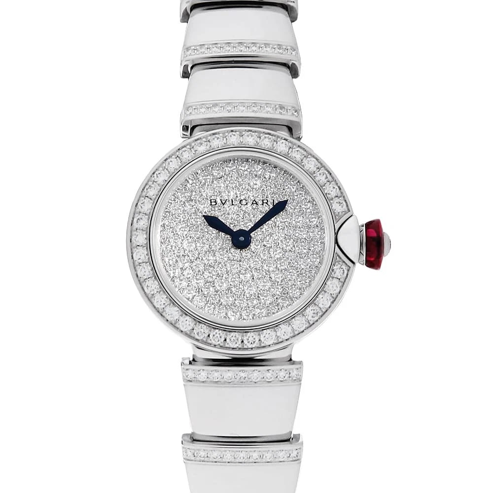BVLGARI PICTORIAL WHITE GOLD WATCH: BVLGARI Pictorial White Gold Watch Brand: BVLGARI Type/Style: Wrist watch Material: Band Material White Gold, Case Material White Gold Color: Dial Color Diamonds Size: Case:W23mm Circumference of Wris