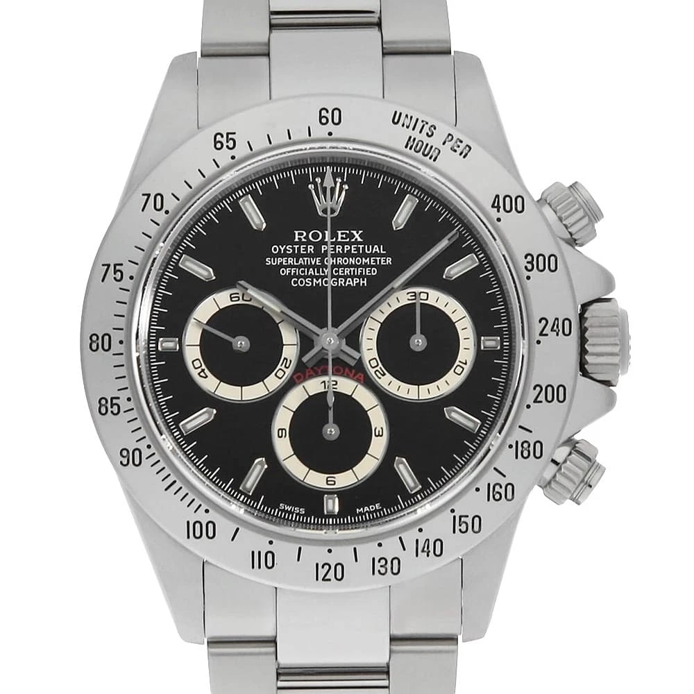 ROLEX COSMOGRAPH DAYTONA BLACK WATCH: ROLEx Cosmograph Daytona black Watch Brand: ROLEx Type/Style: Wrist watch Material: Band Material Stainless Steel, Case Material Stainless Steel Color: Dial Color Black Size: Case:WCircumference of