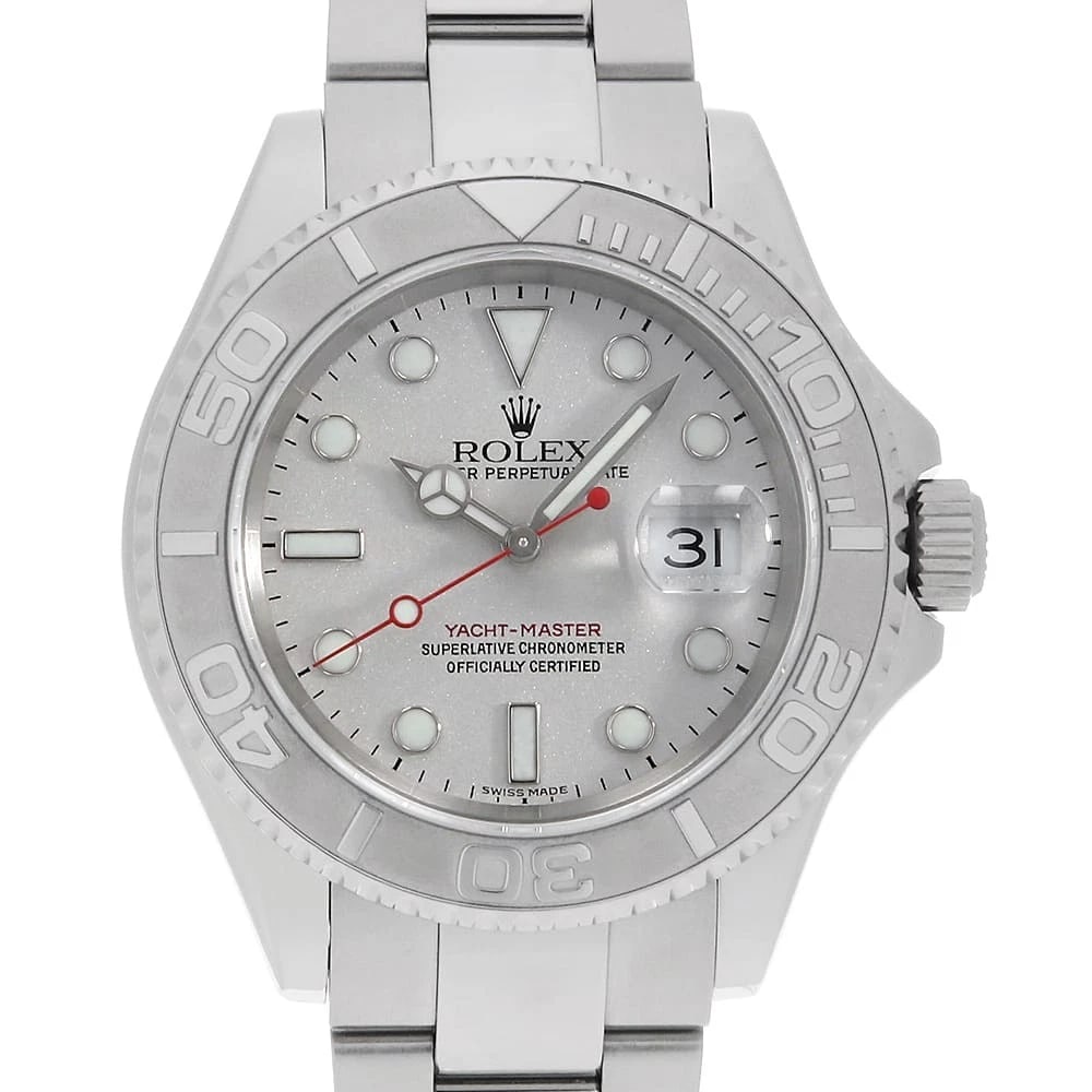 ROLEX YACHT MASTER SILVER STAINLESS STEEL WATCH: ROLEx Yacht master Silver Stainless Steel Watch Brand: ROLEx Type/Style: Wrist watch Material: Band Material Stainless Steel, Case Material Stainless Steel/Platinum Color: Dial Color Silver Size: Case