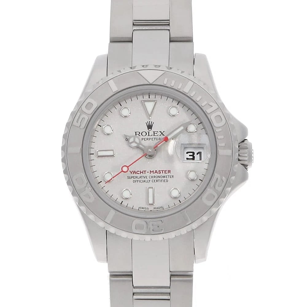 ROLEX YACHT MASTER SILVER STAINLESS STEEL WATCH: ROLEx Yacht master Silver Stainless Steel Watch Brand: ROLEx Type/Style: Wrist watch Material: Band Material Stainless Steel, Case Material Stainless Steel/Platinum Color: Dial Color Silver Size: