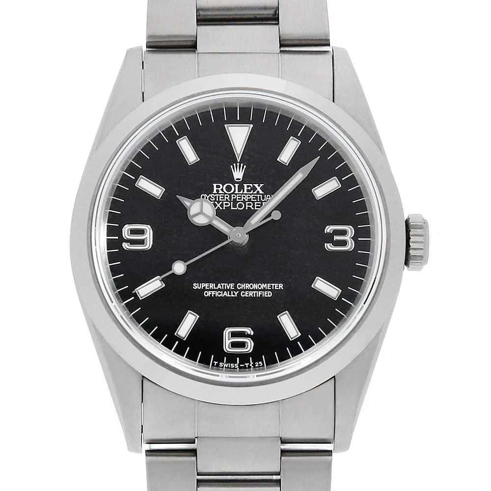 ROLEX EXPLORER BLACK TRITIUM STAINLESS STEEL WATCH: ROLEx Explorer black Tritium Stainless Steel Watch Brand: ROLEx Type/Style: Wrist watch Material: Band Material Stainless Steel, Case Material Stainless Steel Color: Dial Color Black Size: Case:W36mm