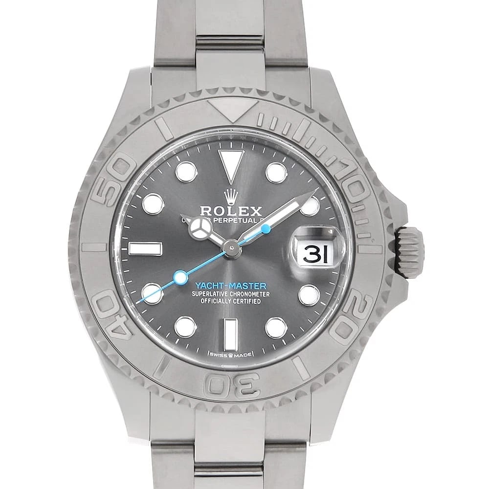 ROLEX YACHT MASTER ROLESIUM SLATE WATCH: ROLEx Yacht Master Rolesium slate Watch Brand: ROLEx Type/Style: Wrist watch Material: Band Material Stainless Steel, Case Material Stainless Steel/Platinum Color: Dial Color Slate Size: Case:W37mm