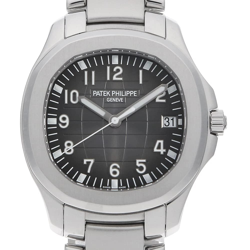 PATEK PHILIPPE AQUANAUT STAINLESS STEEL WATCH: PATEK PHILIPPE Aquanaut Stainless Steel Watch Brand: PATEK PHILIPPE Type/Style: Wrist watch Material: Band Material Stainless Steel, Case Material Stainless Steel Color: Dial Color Black Size: Case:W4