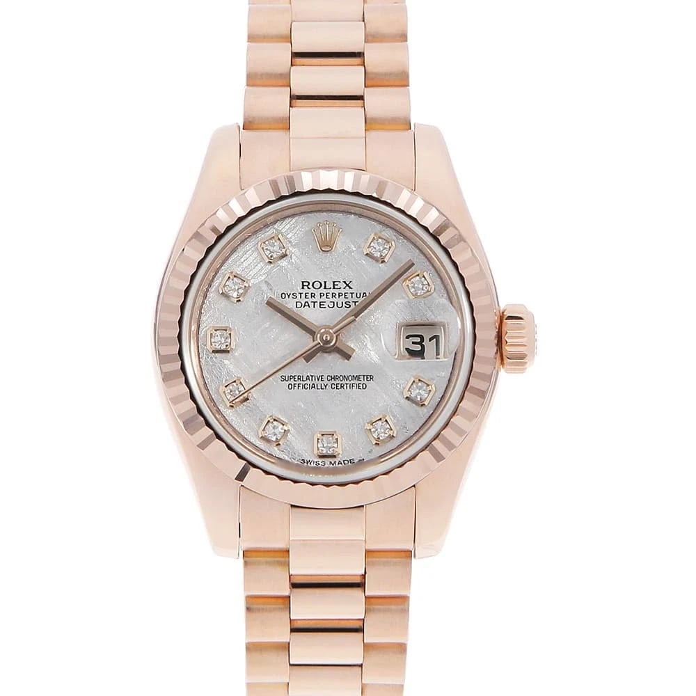 ROLEX DATEJUST DIAMOND METEOLITE WATCH: ROLEx Datejust Diamond Meteolite Watch Brand: ROLEx Type/Style: Wrist watch Material: Band Material Everrose gold, Case Material Everrose gold Color: Dial Color Meteorite Size: Case:W26mm Circumferenc