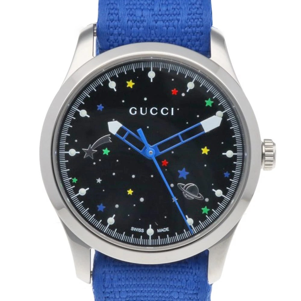 GUCCI G TIMELESS WATCHES STAINLESS STEEL WATCH: GUCCI G timeless Watches Stainless Steel Watch Brand: GUCCI Type/Style: Wristwatch Material: Stainless Steel Color: Silver / black x blue Size: Case Diameter:38.0mm Band Length:4.9inch / 12.5-19cm