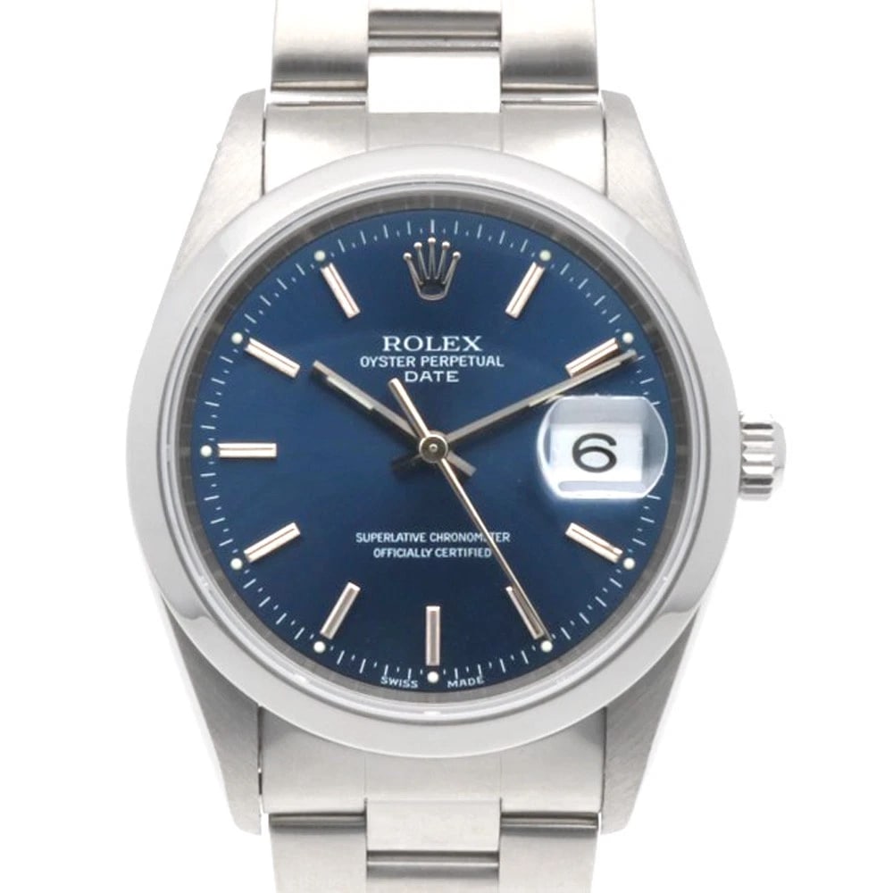 ROLEX DATE WATCHES STAINLESS STEEL WATCH: ROLEx Date Watches Stainless Steel Watch Brand: ROLEx Type/Style: Wristwatch Material: Stainless Steel Color: Silver / blue x Silver Size: Case Diameter:34.0mm Band Length:7.5inch / 19.0cm Accesso