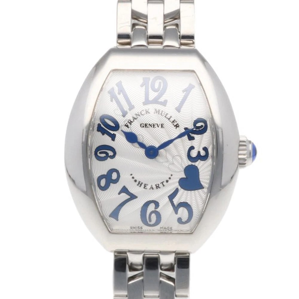 FRANCK MULLER HEART TO HEART WATCHES STAINLESS STEEL WATCH: FRANCK MULLER Heart to Heart Watches Stainless Steel Watch Brand: FRANCK MULLER Type/Style: Wristwatch Material: Stainless Steel Color: Silver / blue Size: Case:W0.6inch x H1.2inch/ W15.5mm x H31.0mm 