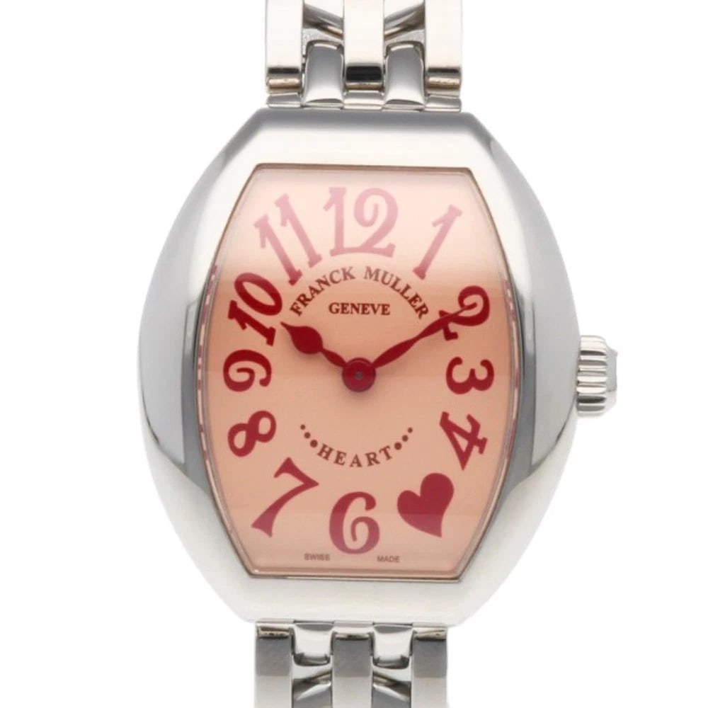 FRANCK MULLER HEART TO HEART WATCHES STAINLESS STEEL WATCH: FRANCK MULLER Heart to Heart Watches Stainless Steel Watch Brand: FRANCK MULLER Type/Style: Wristwatch Material: Stainless Steel Color: Silver / pink x Red Size: Case:W1.0inch x H1.2inch/ W26.0mm x H3