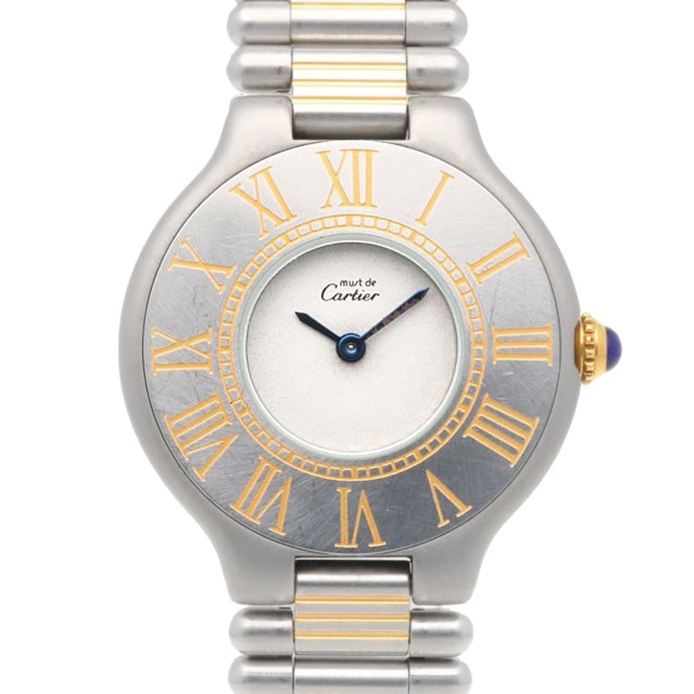 CARTIER WATCHES STAINLESS STEELGOLD PLATED WATCH: CARTIER Watches Stainless SteelGold Plated Watch Brand: CARTIER Type/Style: Wristwatch Material: Case : Stainless Steel x Gold Plated Band : Stainless Steel Color: Silver / gold x Ivory Size: Case Dia