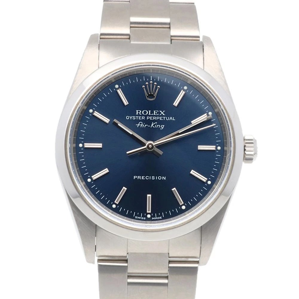 ROLEX AIR KING WATCHES STAINLESS STEEL WATCH: ROLEx Air king Watches Stainless Steel Watch Brand: ROLEx Type/Style: Wristwatch Material: Stainless Steel Color: Silver / Navy Size: Case Diameter:34.0mm Band Length:6.7inch / 17.0cm Accessories:
