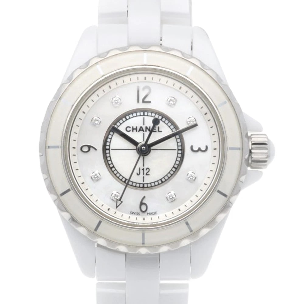 CHANEL J12 WATCHES WHITE CERAMIC STAINLESS STEEL DIAMOND WATCH (1 of 4)