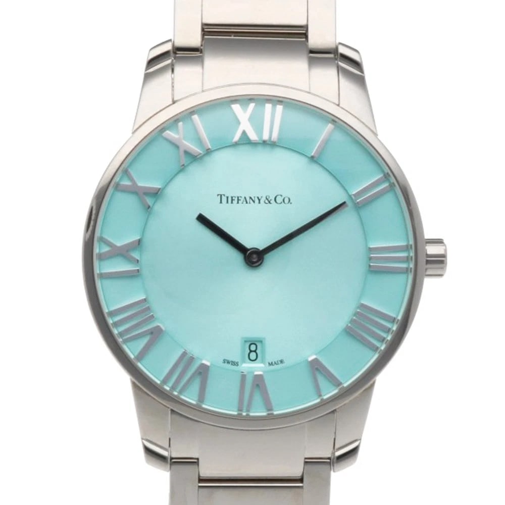 TIFFANY&CO. ATLAS WATCHES STAINLESS STEEL WATCH: TIFFANY&Co. Atlas Watches Stainless Steel Watch Brand: Tiffany&co. Type/Style: Wristwatch Material: Stainless Steel Color: Silver / blue Size: Length Accessories: None Accessories Notice: