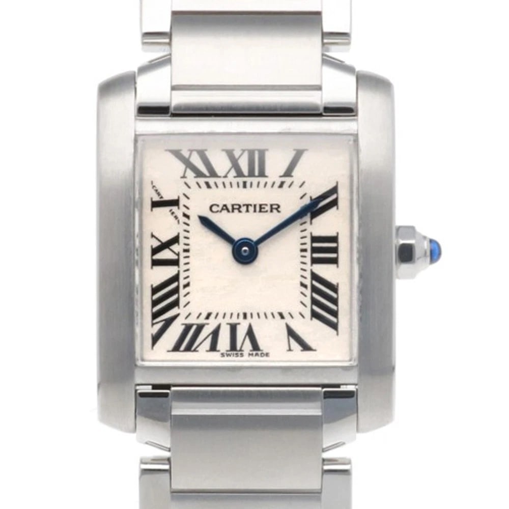 CARTIER TANK FRANCAISE SM WATCHES STAINLESS STEEL WATCH: CARTIER Tank francaise SM Watches Stainless Steel Watch Brand: CARTIER Type/Style: Wristwatch Material: Stainless Steel Color: Silver / white Size: Case:W0.8inch x H1.0inch/ W20.0mm x H24.5mm Band Len