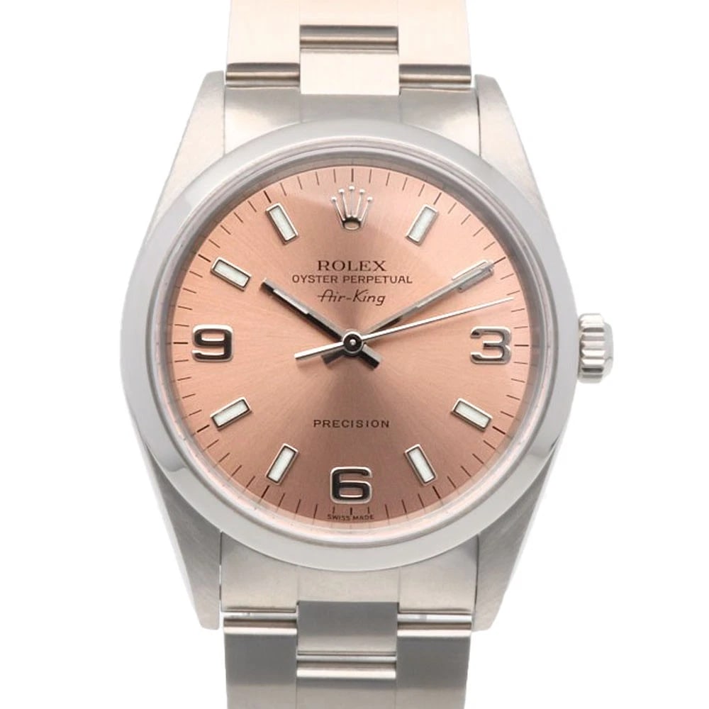 ROLEX AIR KING WATCHES STAINLESS STEEL WATCH: ROLEx Air king Watches Stainless Steel Watch Brand: ROLEx Type/Style: Wristwatch Material: Stainless Steel Color: Silver / pink Size: Case Diameter:34.0mm Band Length:7.1inch / 18.0cm Accessories: