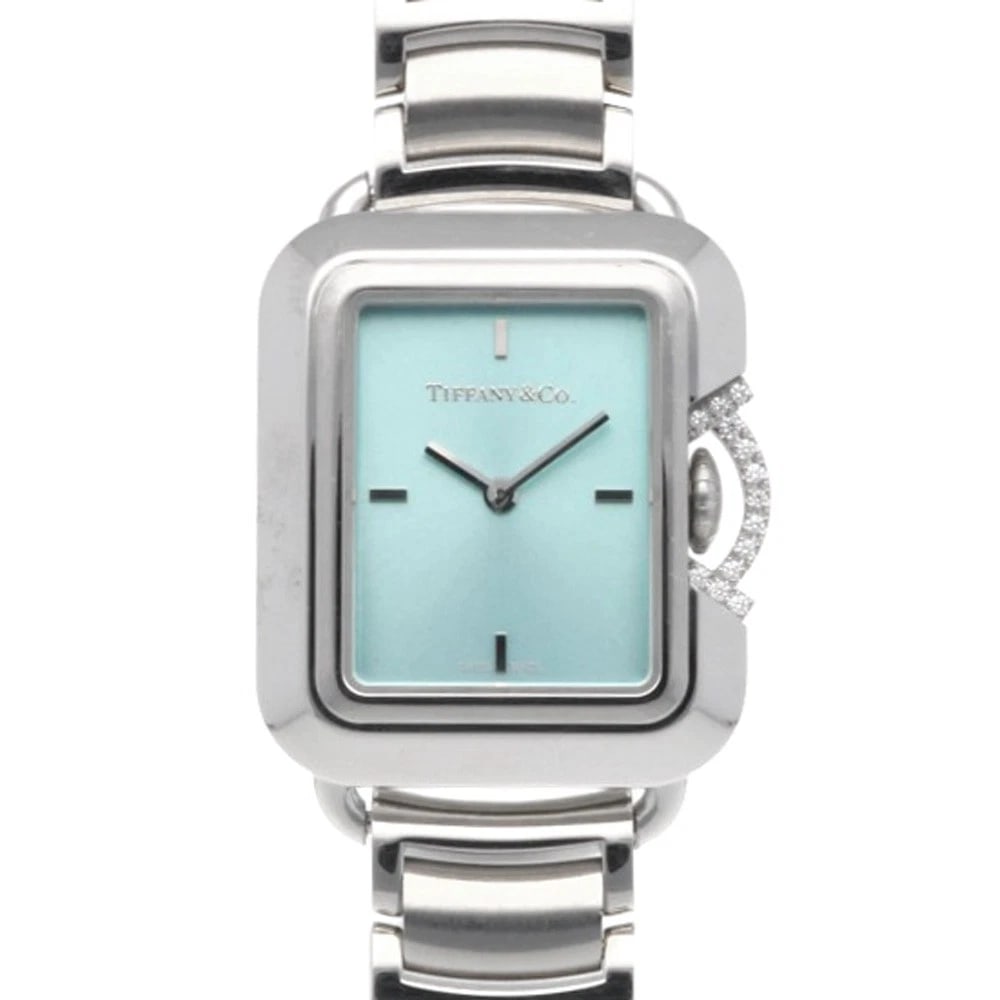 TIFFANY&CO. RECTANGLE WATCHES STAINLESS STEEL WATCH: TIFFANY&Co. Rectangle Watches Stainless Steel Watch Brand: Tiffany&co. Type/Style: Wristwatch Material: Stainless Steel Color: Silver / blue Size: Case:W0.9inch x H1.3inch/ W23.0mm x H32.0mm Band Leng