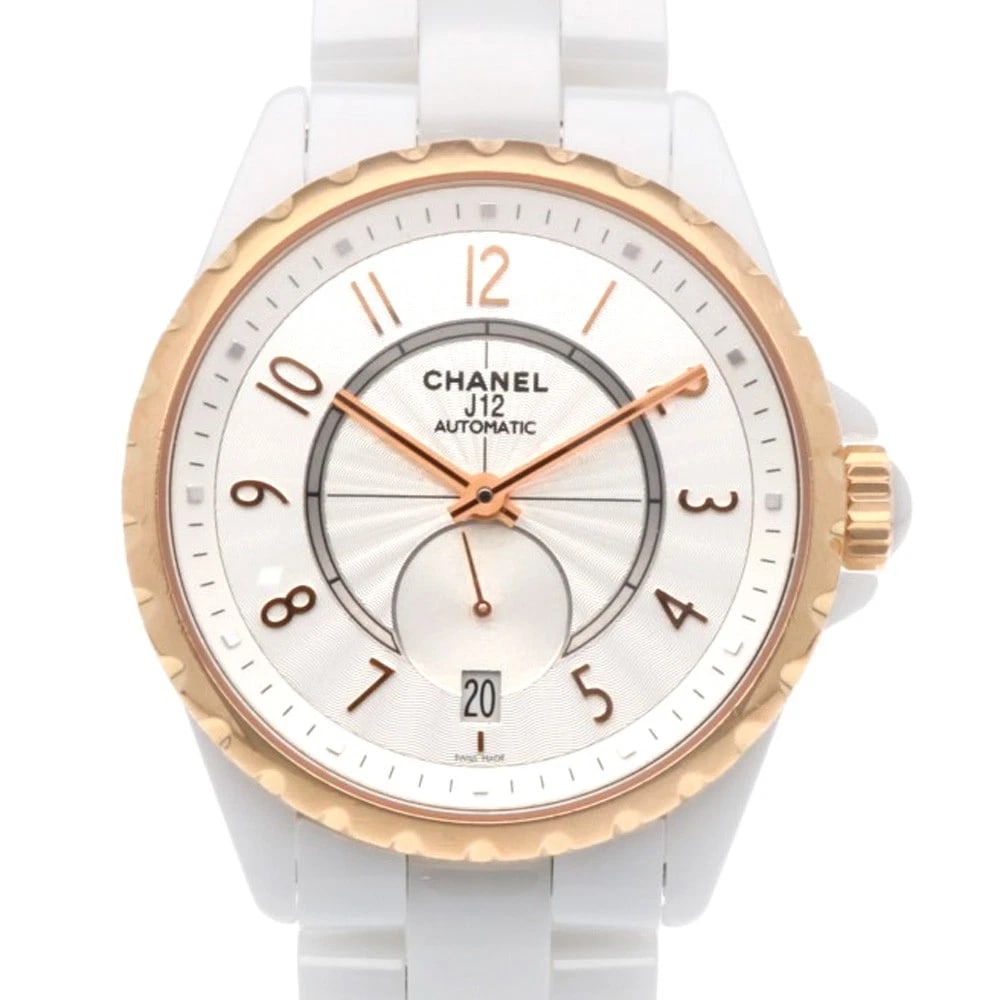 CHANEL J12 WATCHES CERAMIC K18 PINK GOLD WATCH: CHANEL J12 Watches ceramic K18 Pink Gold Watch Brand: CHANEL Type/Style: Wristwatch Material: Case : ceramic x K18 Pink Gold x Stainless Steel Band : ceramic Color: white / gold Size: Case Diameter:37