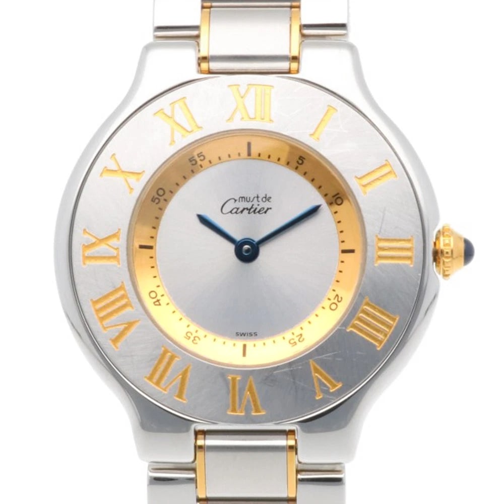 CARTIER MUST21 VANTIAN WATCHES STAINLESS STEELGOLD PLATED WATCH: CARTIER Must21 Vantian Watches Stainless SteelGold Plated Watch Brand: CARTIER Type/Style: Wristwatch Material: Case : Stainless Steel x Gold Plated Band : Stainless Steel Color: Silver / gold x Silve