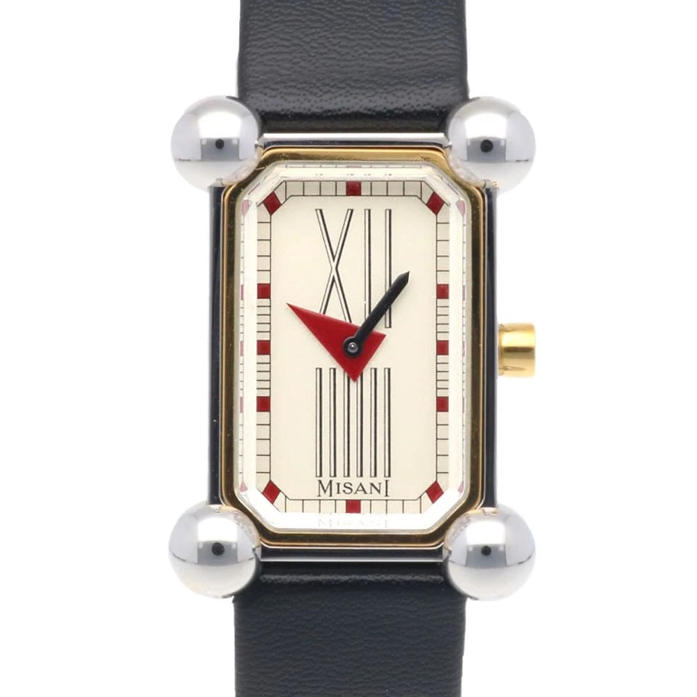 MISANI HERMITAGE WATCHES STAINLESS STEEL GOLD PLATED WATCH: MISANI Hermitage Watches Stainless Steel Gold Plated Watch Brand: MISANI Type/Style: Wristwatch Material: Case : Stainless Steel x Gold Plated Band : leather Color: Silver / black x Ivory x gold Size: