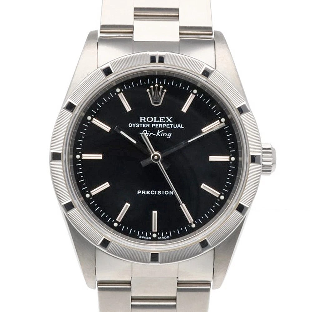 ROLEX AIR KING WATCHES STAINLESS STEEL WATCH: ROLEx Air king Watches Stainless Steel Watch Brand: ROLEx Type/Style: Wristwatch Material: Stainless Steel Color: Silver / black Size: Case Diameter:34.5mm Band Length:6.9inch / 17.5cm Accessories
