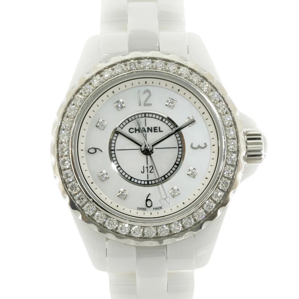 CHANEL J12 WATCHES WHITE CERAMIC STAINLESS STEEL DIAMOND WATCH (1 of 4)