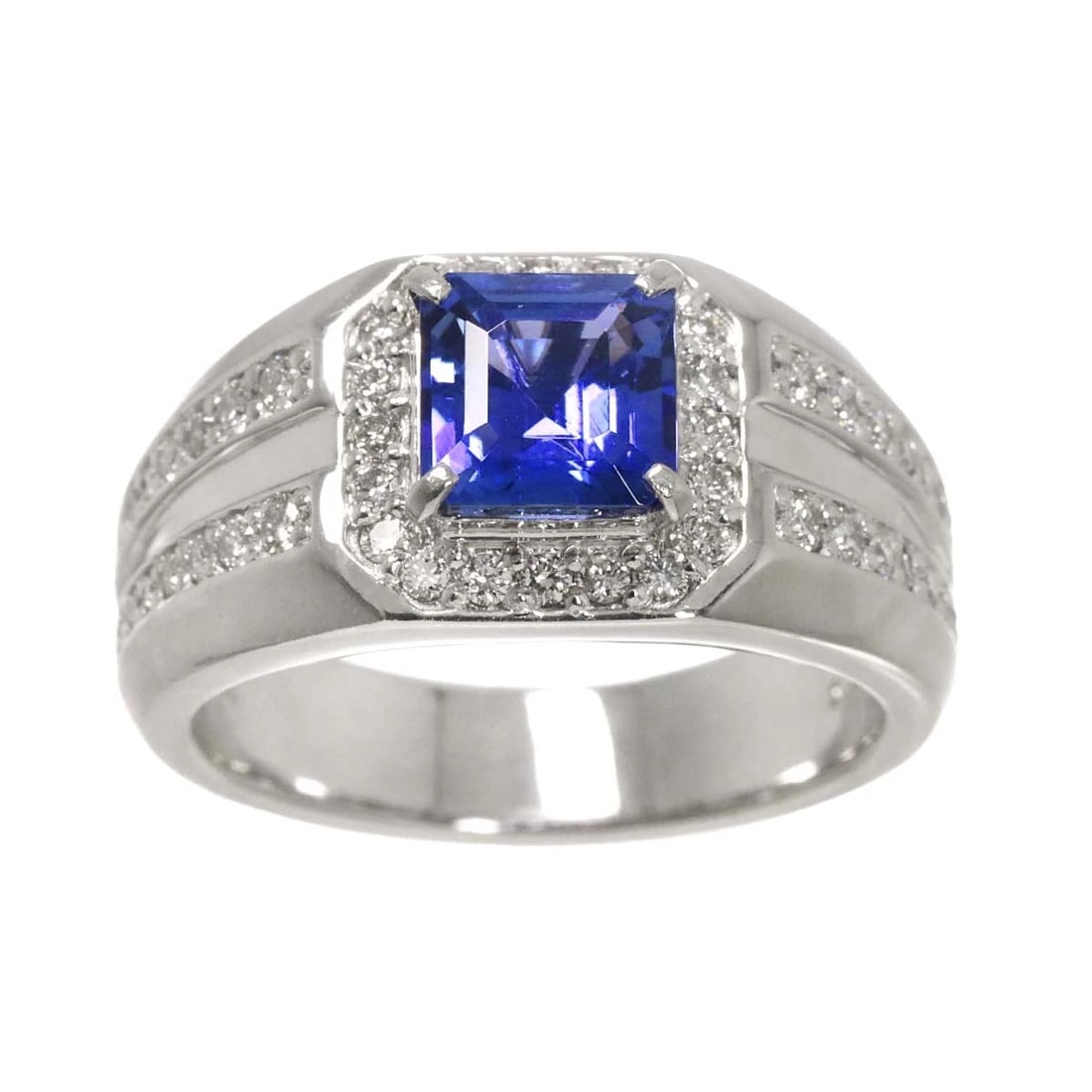 TANZANITE DIAMOND RING PLATINUM - 2