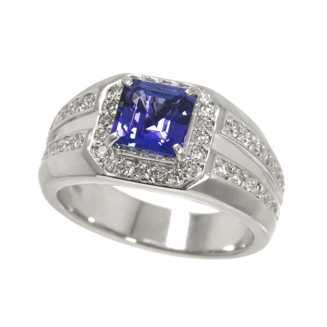 TANZANITE DIAMOND RING PLATINUM - 3