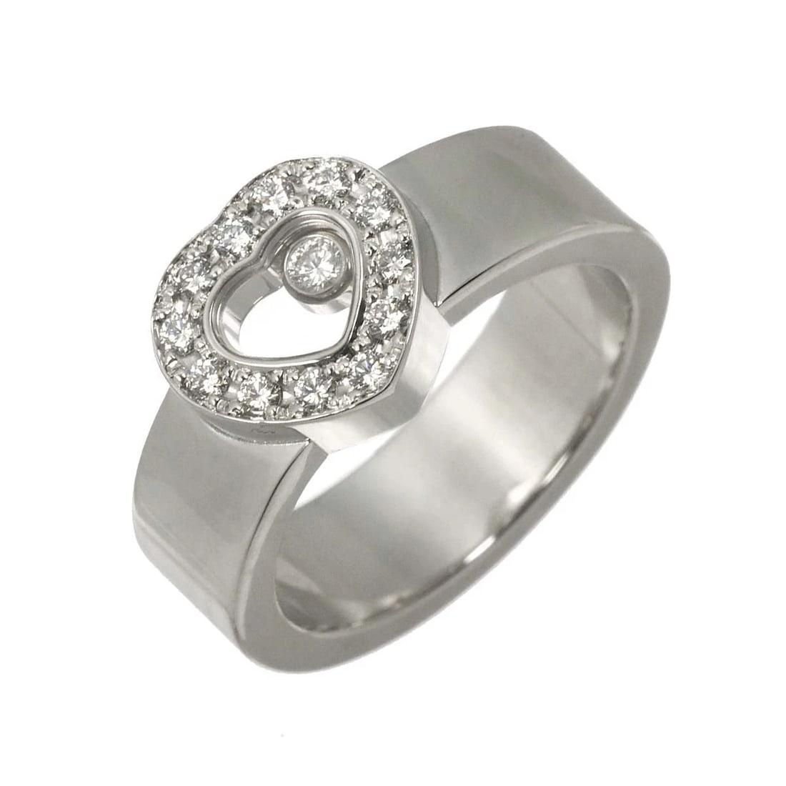 CHOPARD HAPPY DIAMOND HEART RING: Chopard Happy Diamond Heart Ring Brand: Chopard Type/Style: Ring Material: 750 White Gold, Main Stone Natural Color: White Gold Size: 5.75-6(US) Accessories: None Accessories Notice: When purchasing