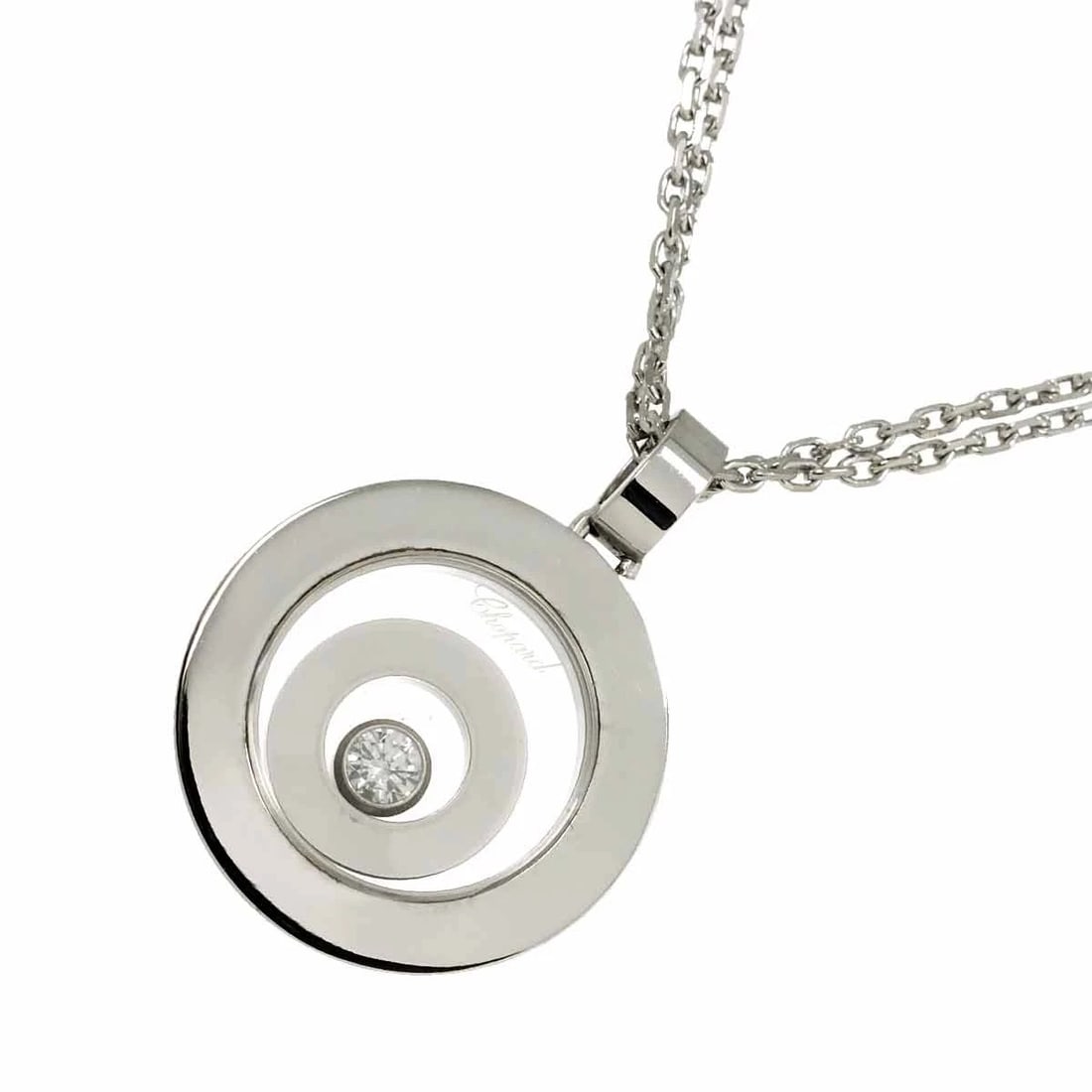 CHOPARD HAPPY SPIRIT DIAMOND NECKLACE: Chopard Happy Spirit Diamond Necklace Brand: Chopard Type/Style: Necklace Material: 750 White Gold Iolite, Main Stone Natural Color: White Gold Size: internal circumference of the chain:16.5inch Top