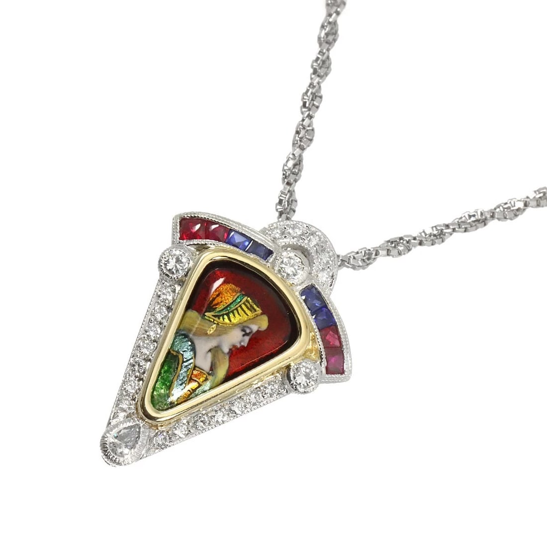 MITSUO KAJI DIAMOND MULTI STONE NECKLACE 18K YG: Mitsuo Kaji Diamond Multi stone Necklace 18K YG Brand: Unbranded Type/Style: Necklace Material: Platinum 750 Yellow Gold, Color: Platinum Size: internal circumference of the chain:17.3inch Top